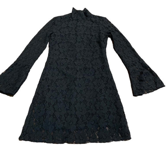 Inc International Concepts Mini Black Lace Bell Sleeve Dress Size Medium - Picture 1 of 7